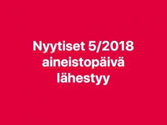 Nyytiset 5/18 aineistopäivä